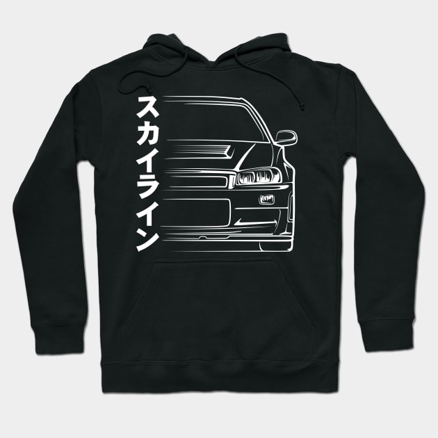 Skyline R34 GT-R Silhouette Hoodie by CreativeRAS